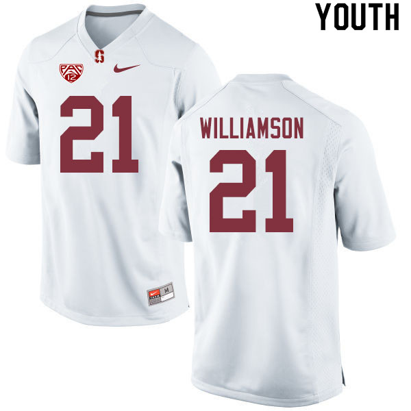 Youth #21 Kendall Williamson Stanford Cardinal College Football Jerseys Sale-White